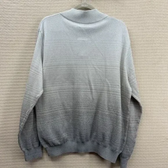 St. Croix Collections Mondo Uomo Ombre Gray V-Neck Sweater Men Size Large USA